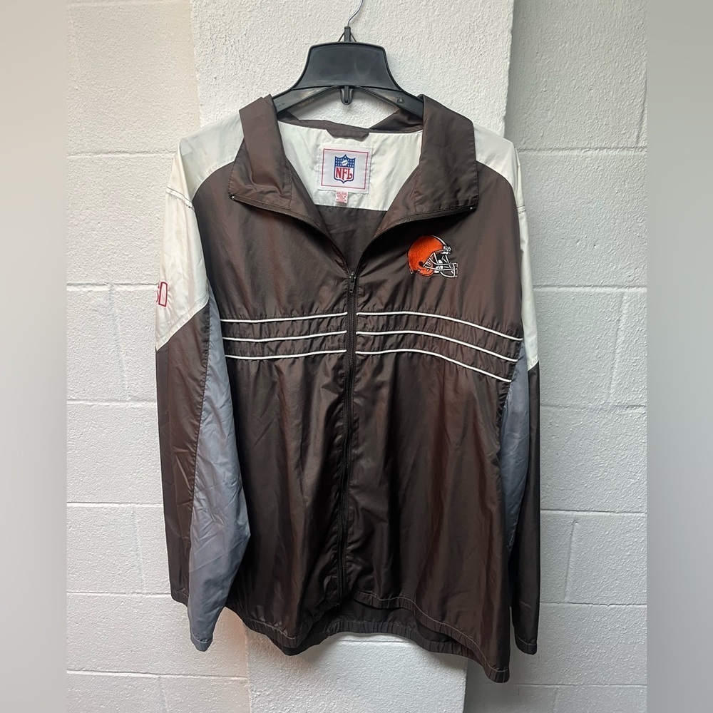 NFL Men's Brown and Gray Jacket- Cleveland Browns